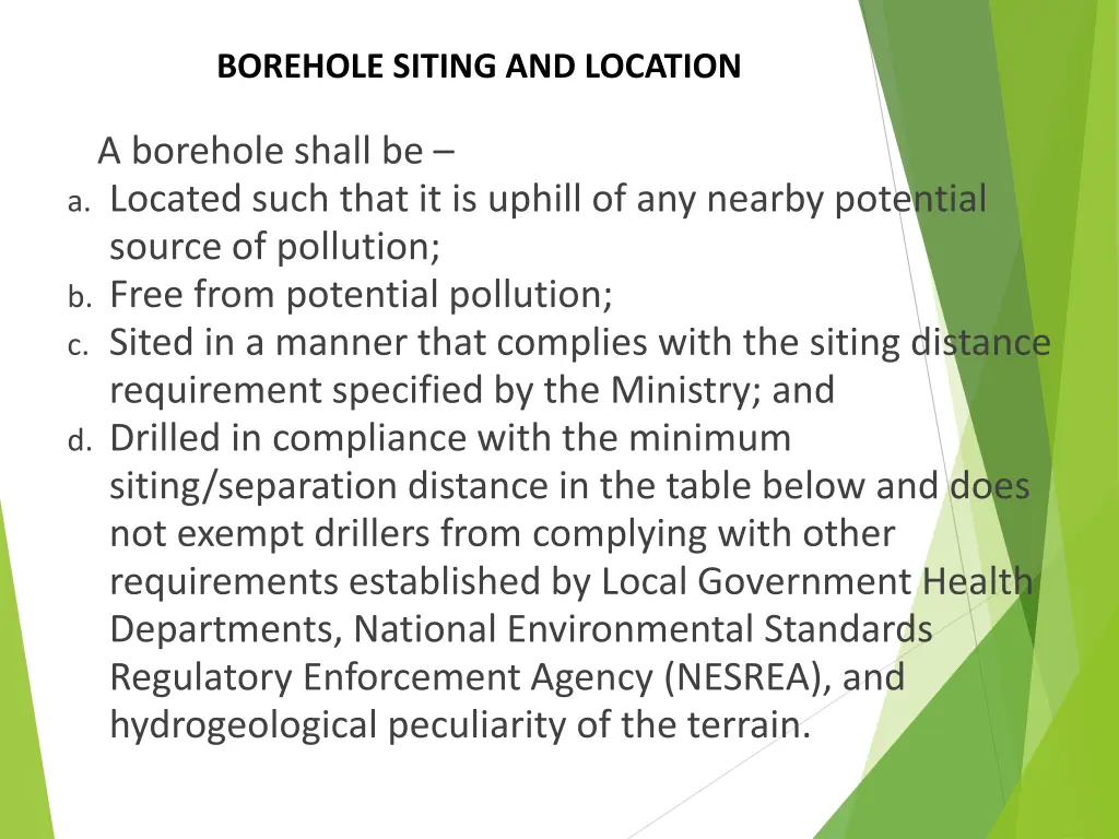 borehole siting and location