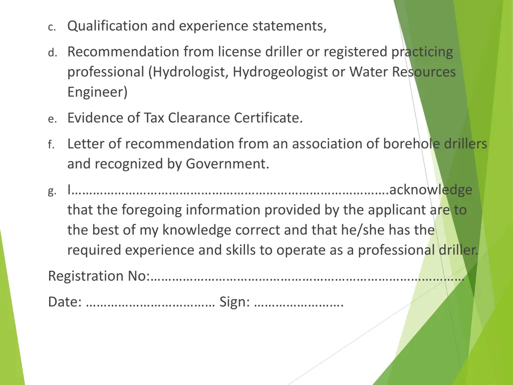 c qualification and experience statements