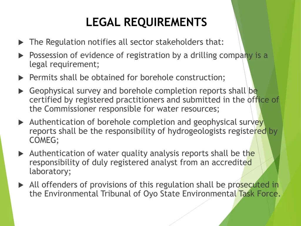 legal requirements