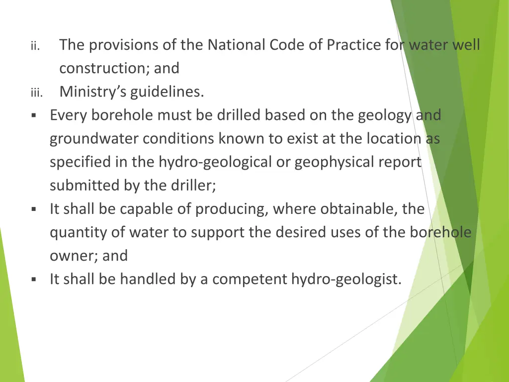 the provisions of the national code of practice