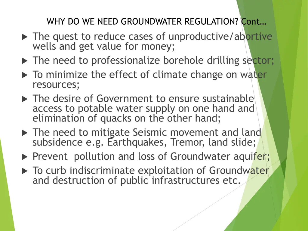 why do we need groundwater regulation cont