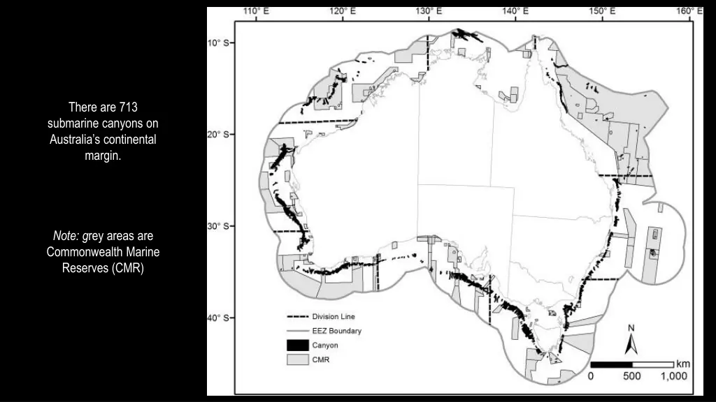 there are 713 submarine canyons on australia