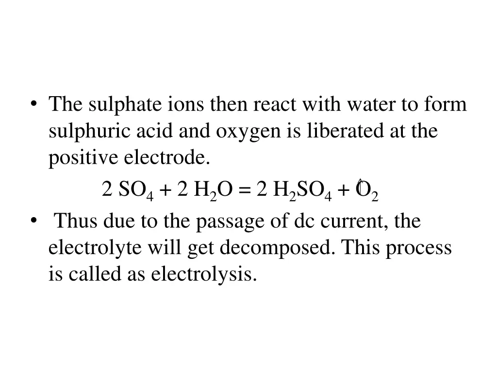 the sulphate ions then react with water to form