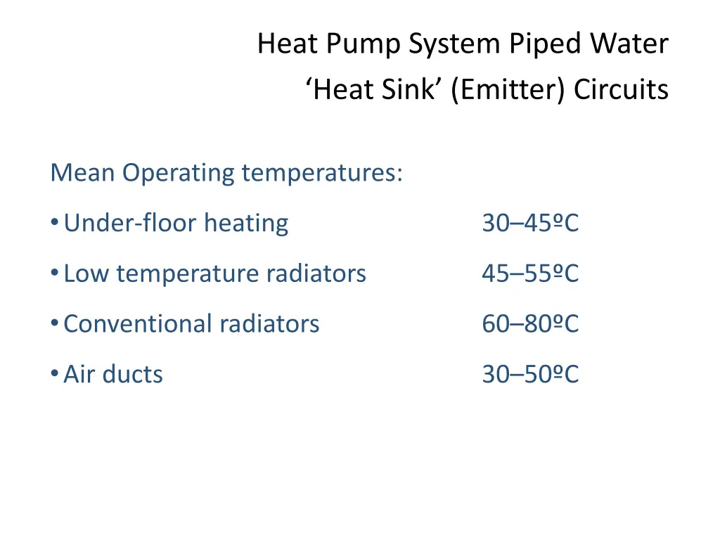 heat pump system piped water heat sink emitter 2