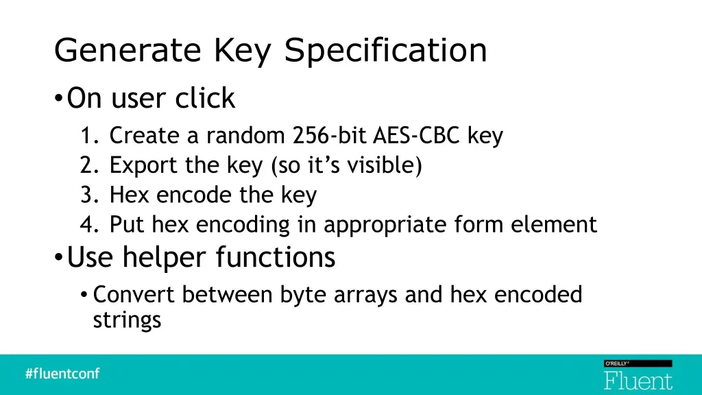 generate key specification on user click 1 create