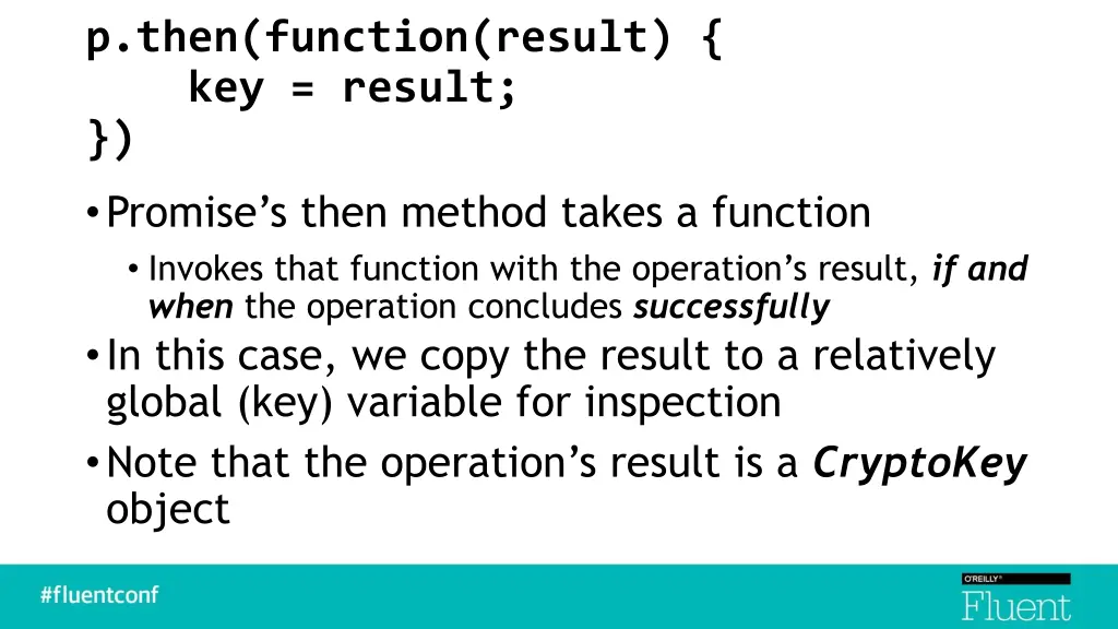 p then function result key result