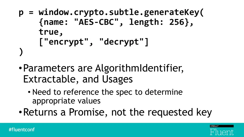 p window crypto subtle generatekey name