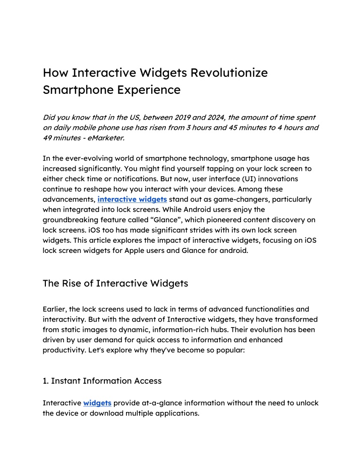 how interactive widgets revolutionize smartphone