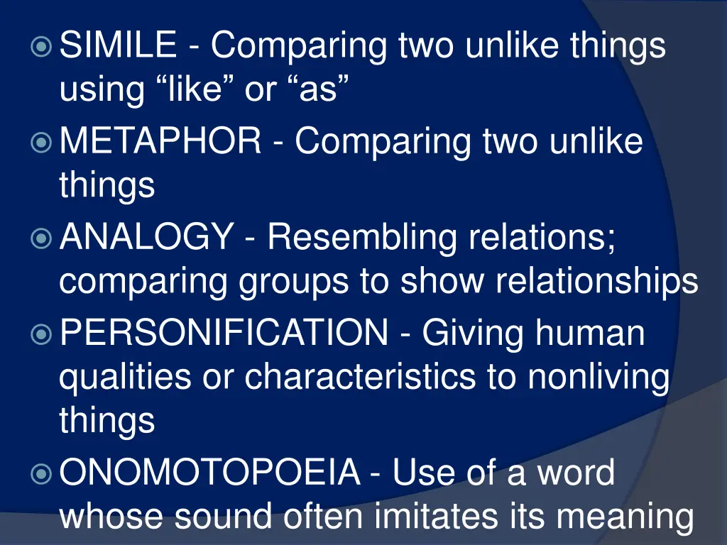 simile comparing two unlike things using like 4