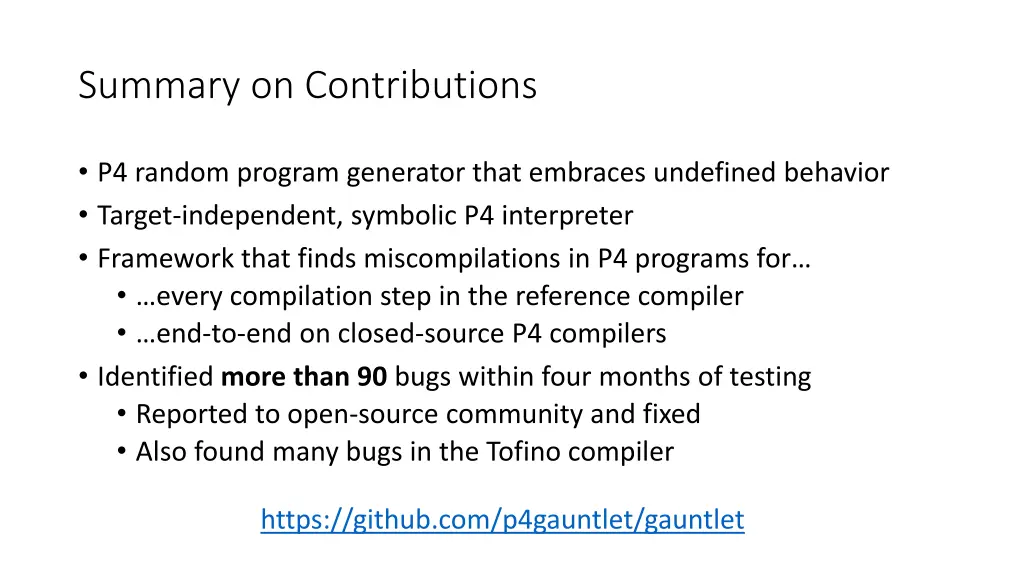 summary on contributions