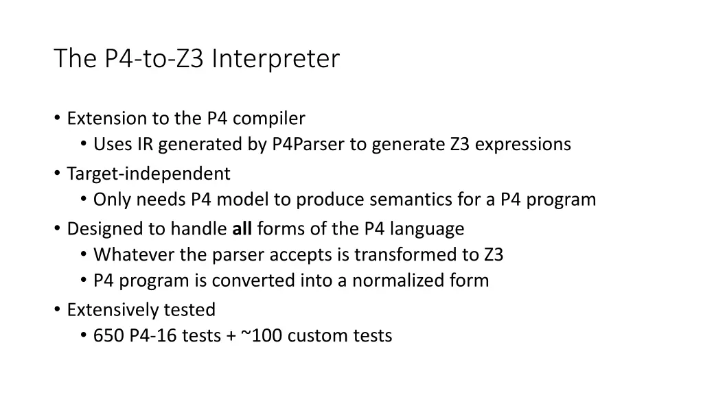 the p4 to z3 interpreter