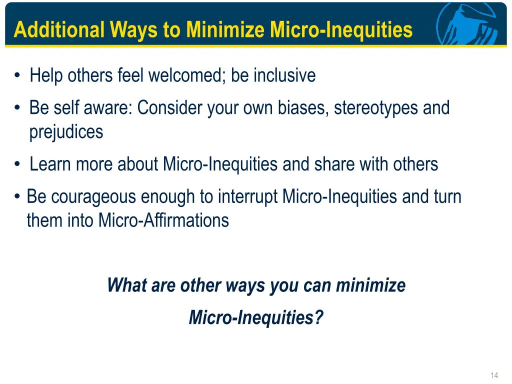 additional ways to minimize micro inequities