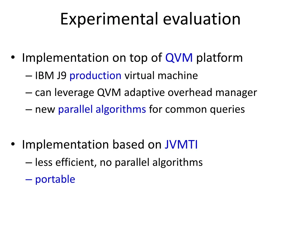 experimental evaluation