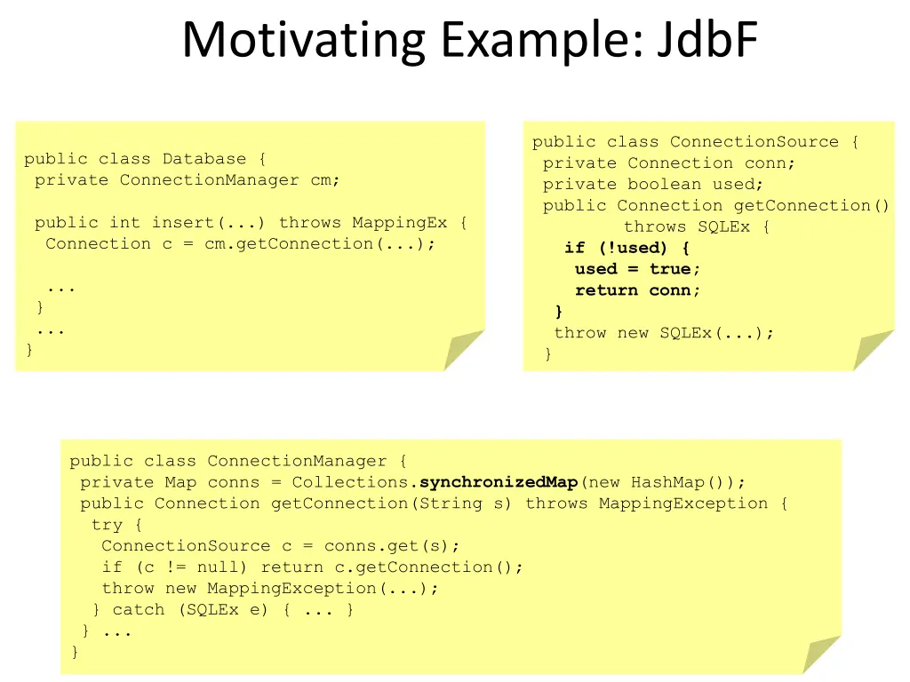 motivating example jdbf