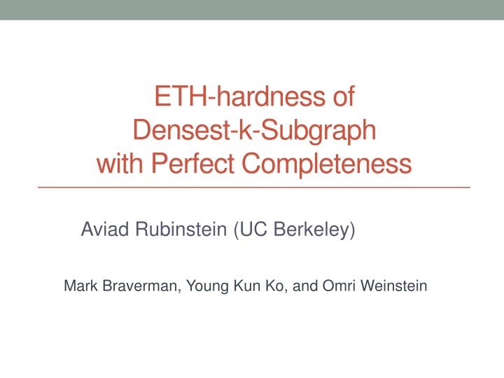 eth hardness of densest k subgraph with perfect