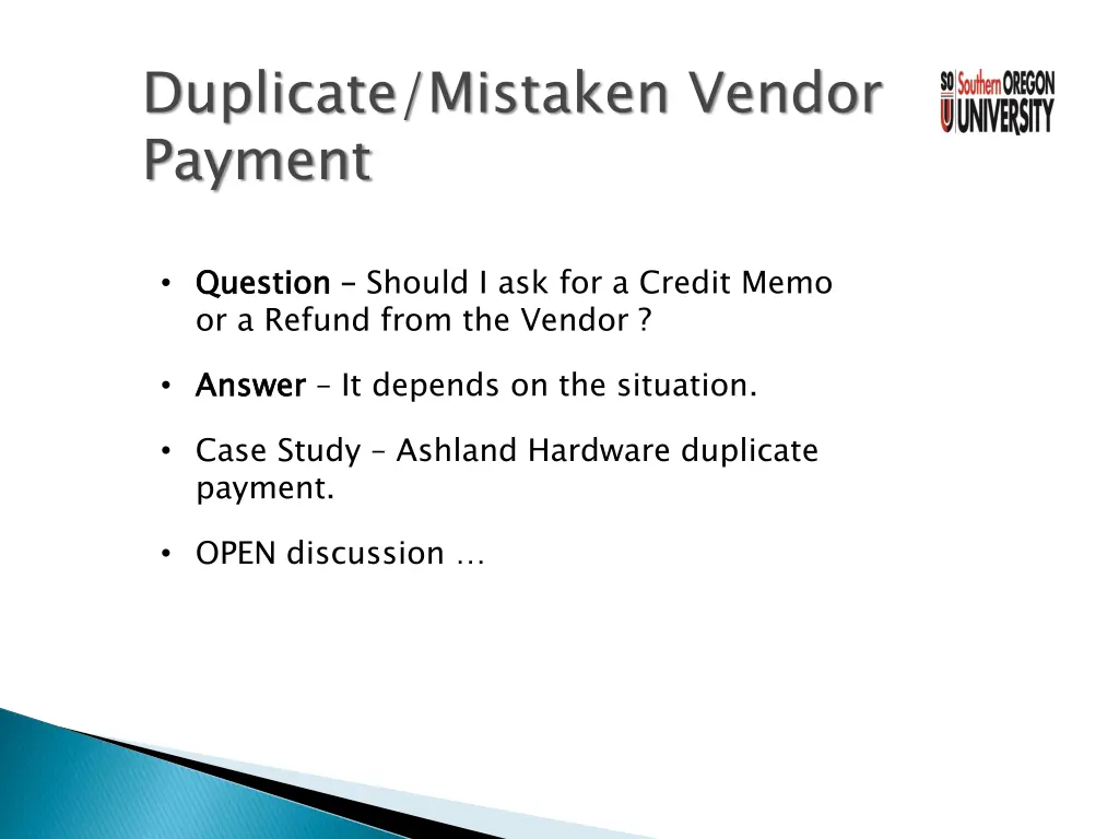 duplicate mistaken vendor payment