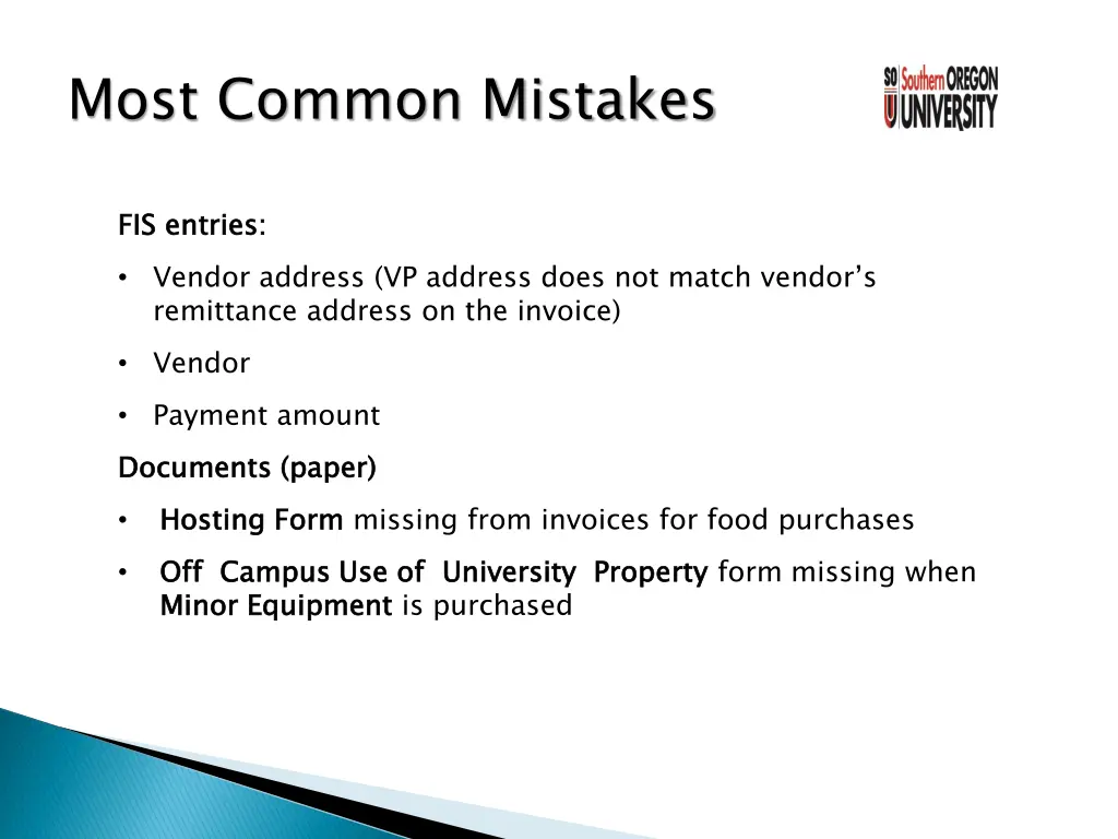 most common mistakes