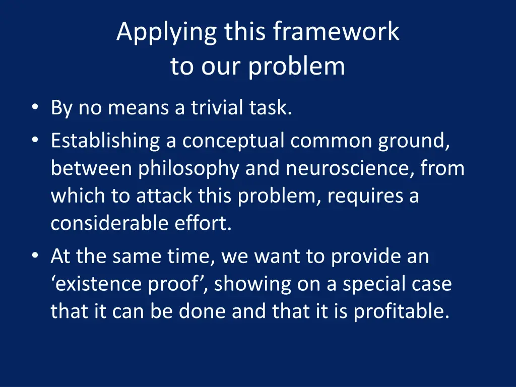 applying this framework to our problem