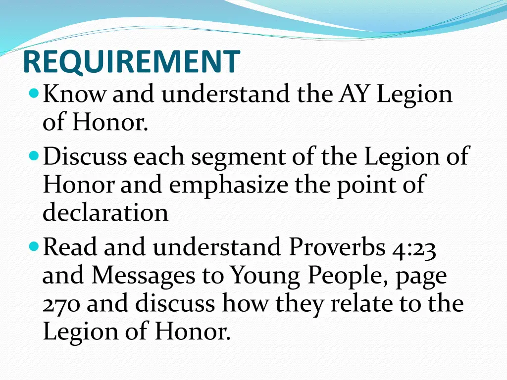 requirement know and understand the ay legion