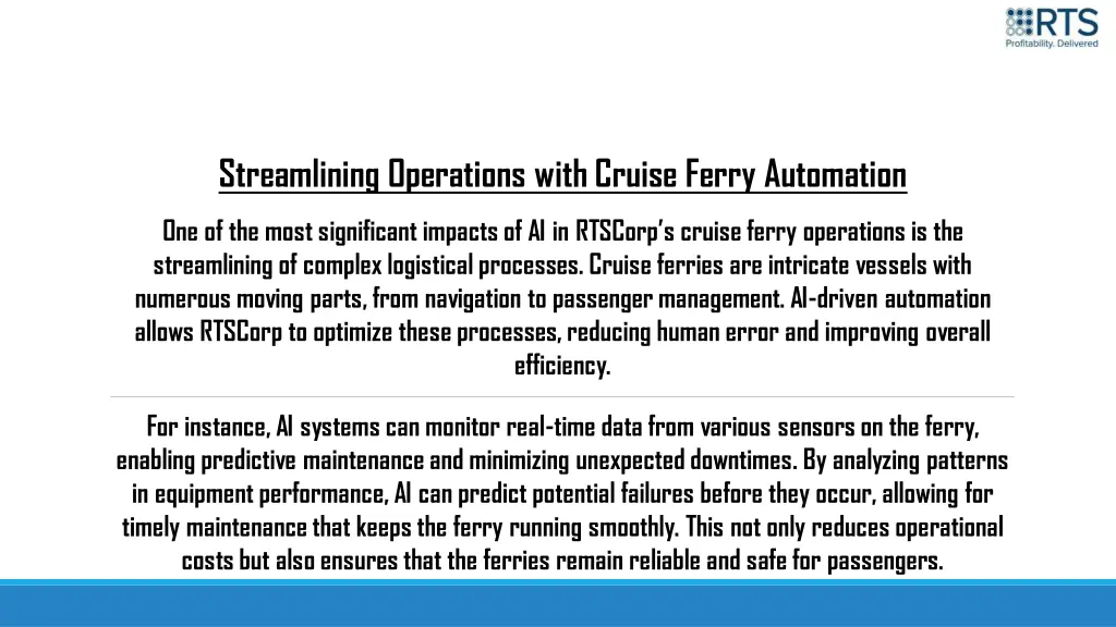 streamlining operations with cruise ferry