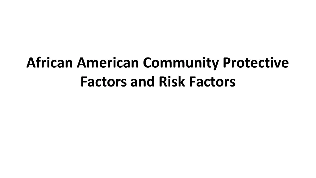 african american community protective factors