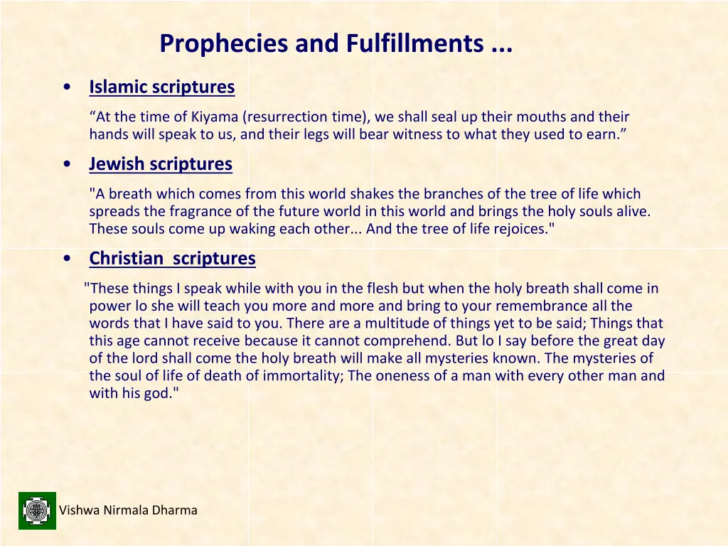 prophecies and fulfillments