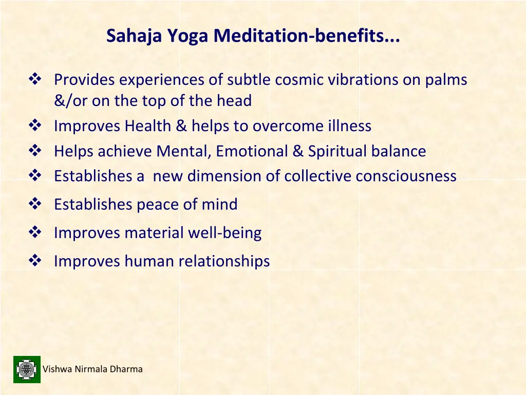 sahaja yoga meditation benefits