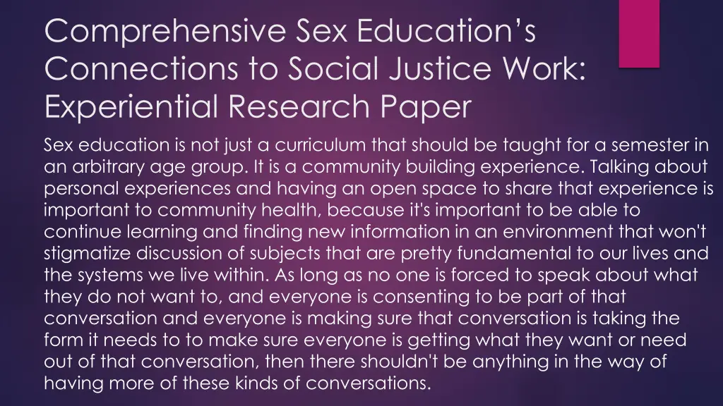 comprehensive sex education s connections