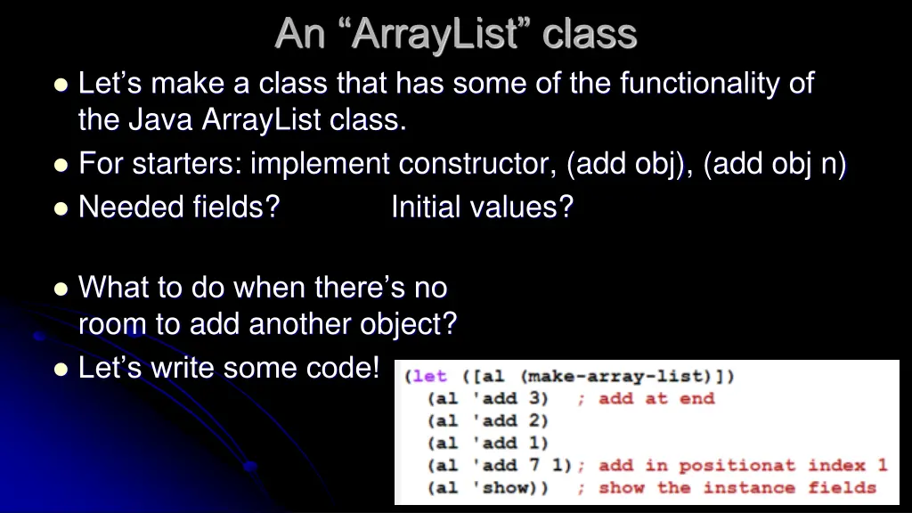 an arraylist class