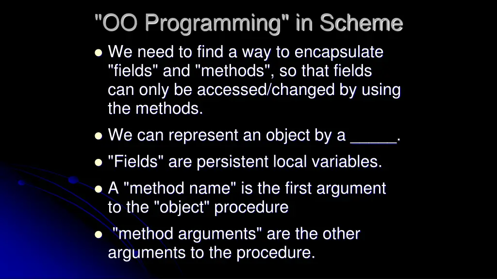 oo programming in scheme