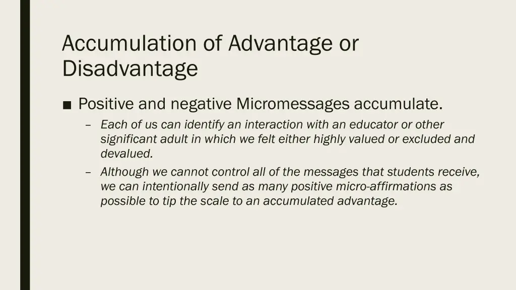 accumulation of advantage or disadvantage