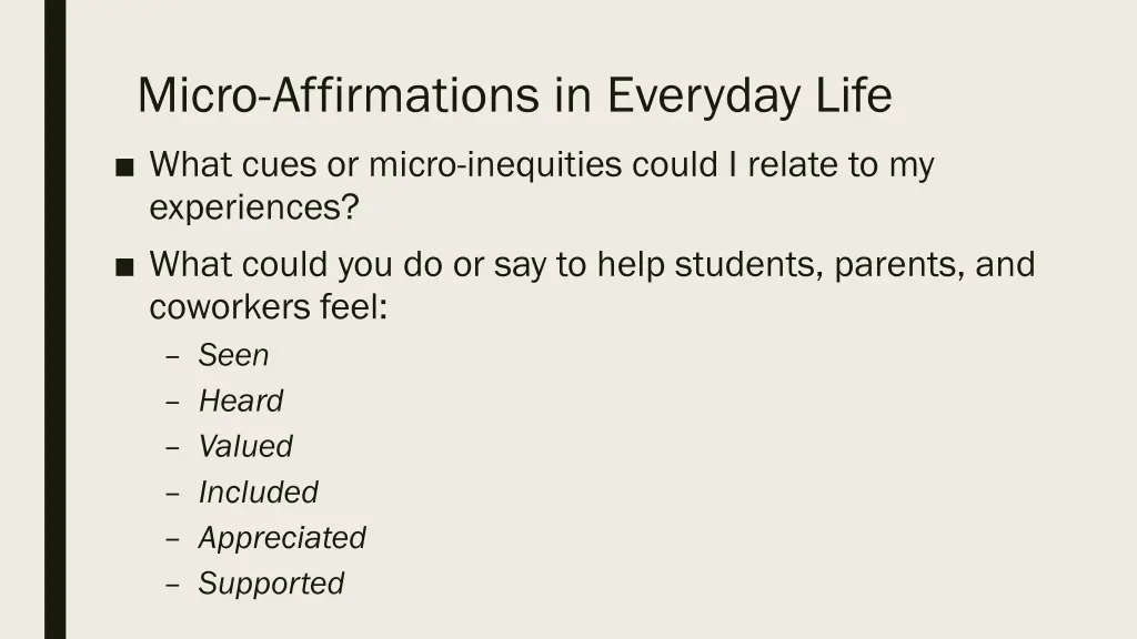 micro affirmations in everyday life what cues