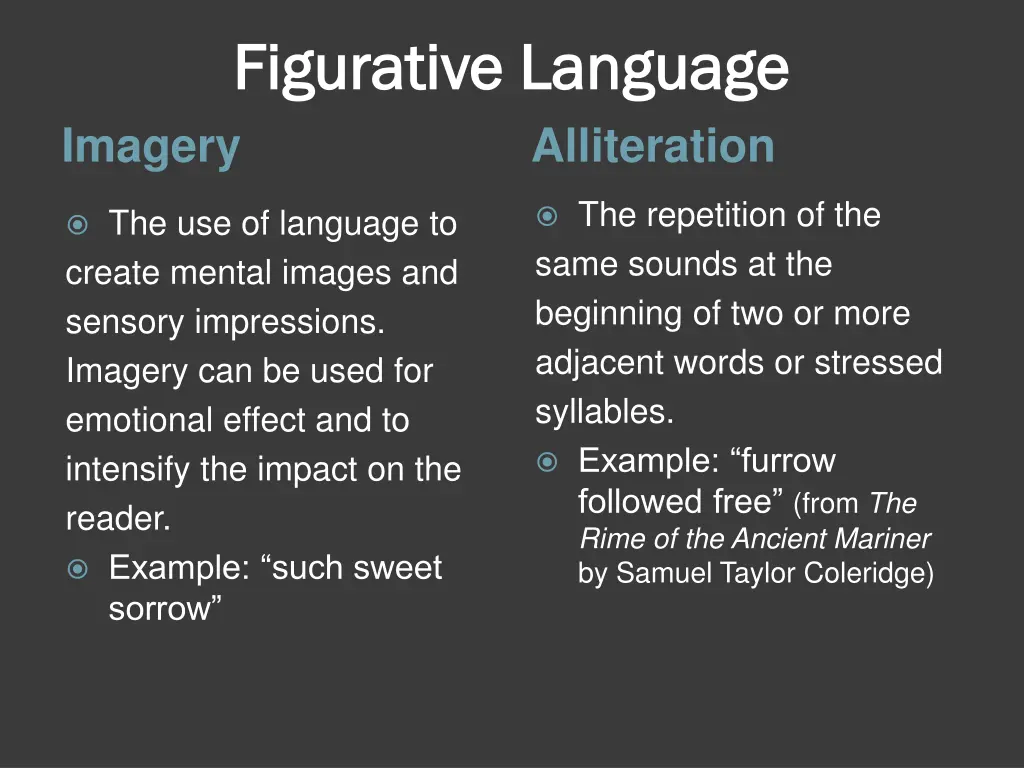 figurative language figurative language imagery