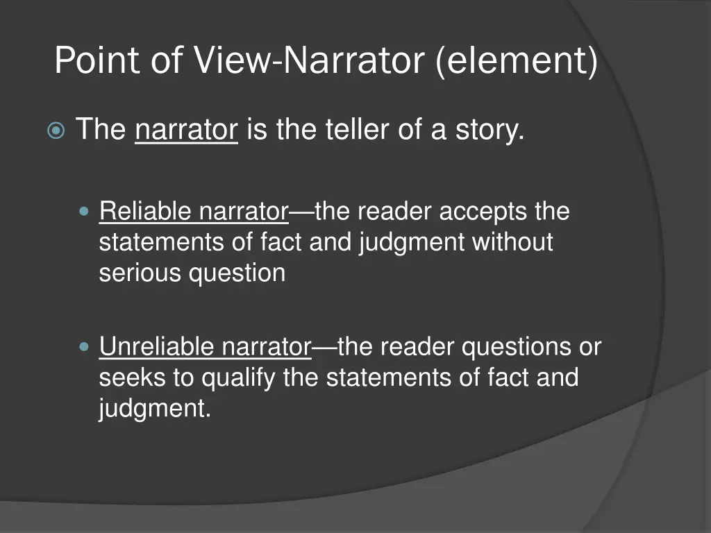 point of view narrator element