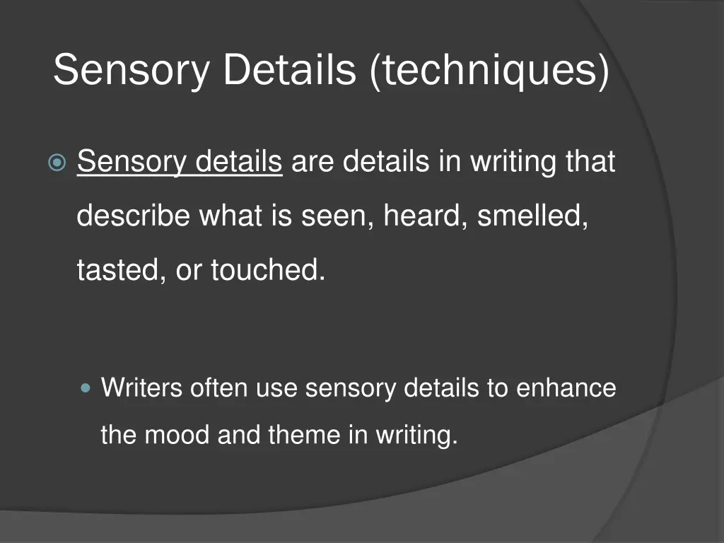 sensory details techniques