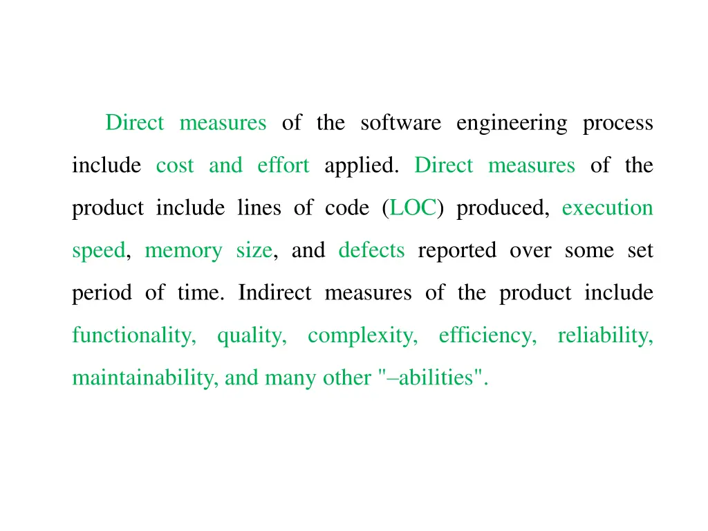 direct measures of the software engineering