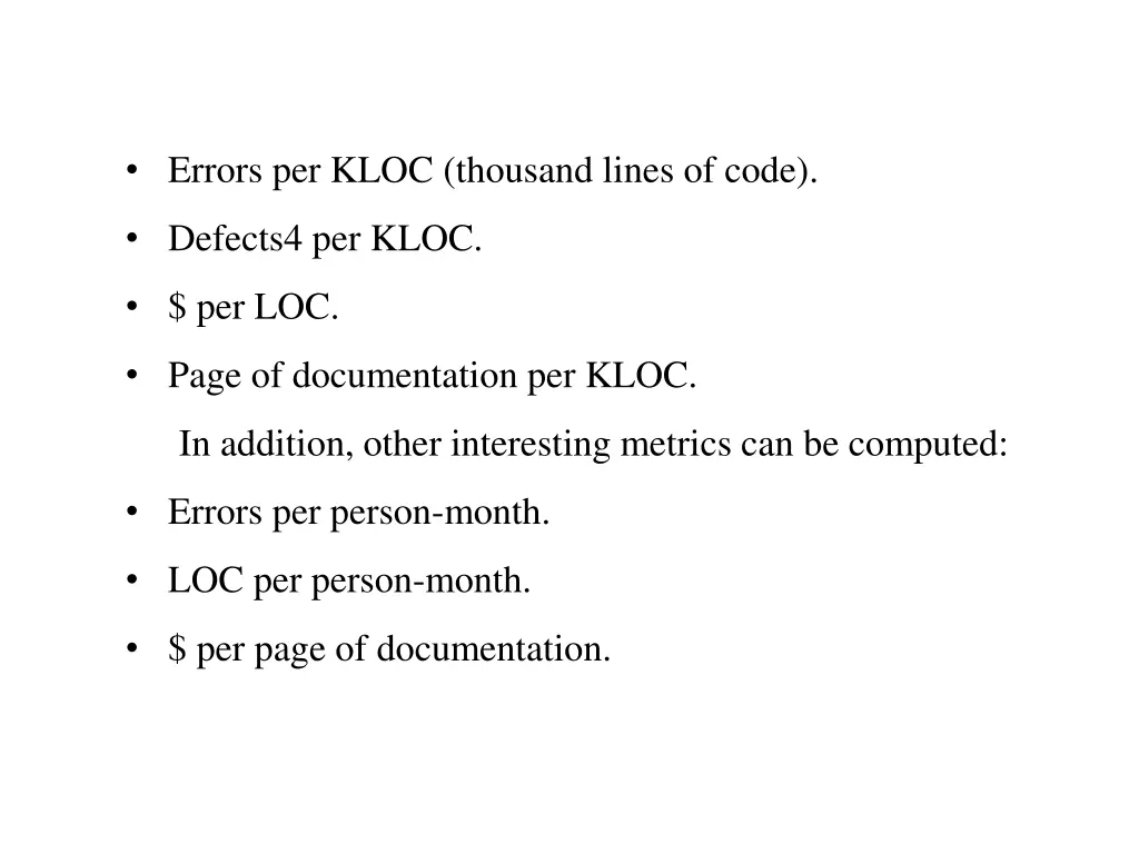 errors per kloc thousand lines of code