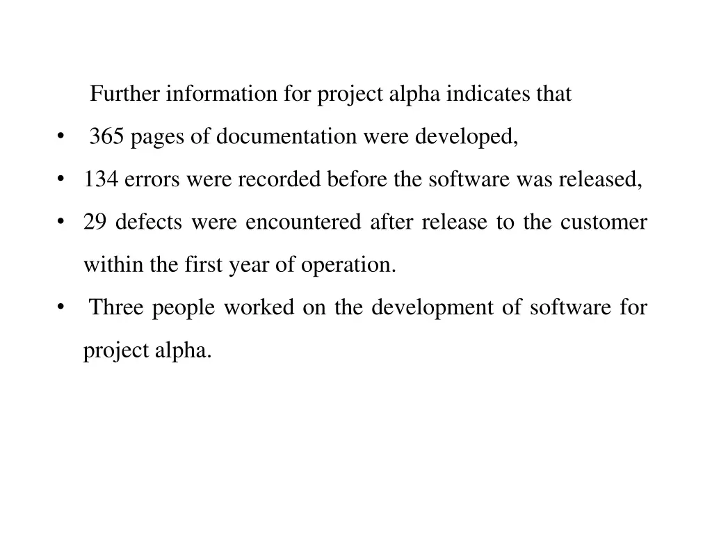 further information for project alpha indicates