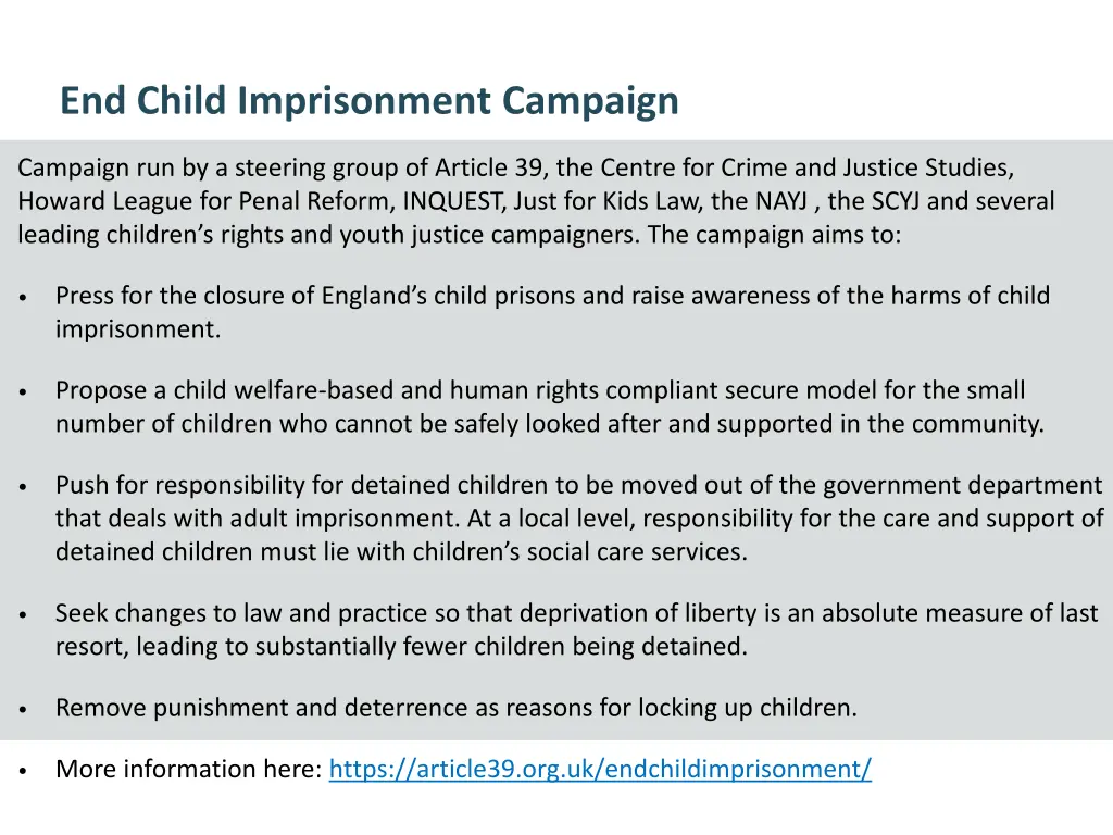 end child imprisonment campaign