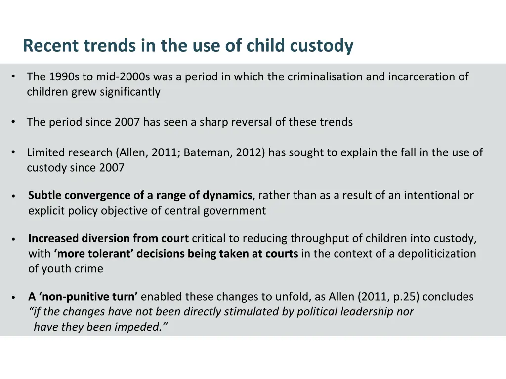 recent trends in the use of child custody