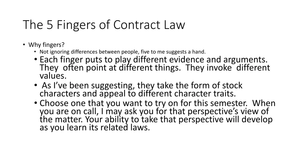 the 5 fingers of contract law