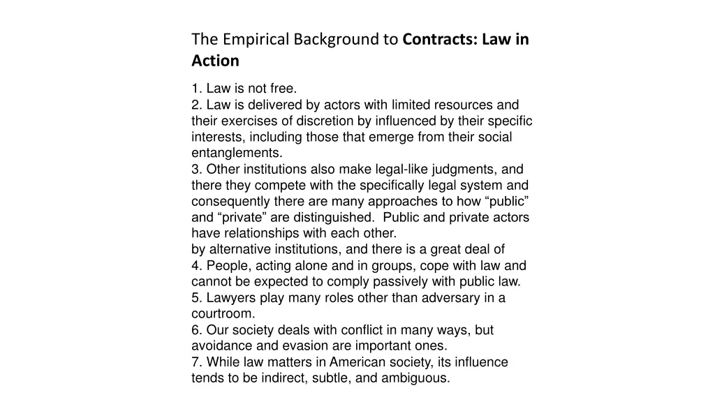 the empirical background to contracts