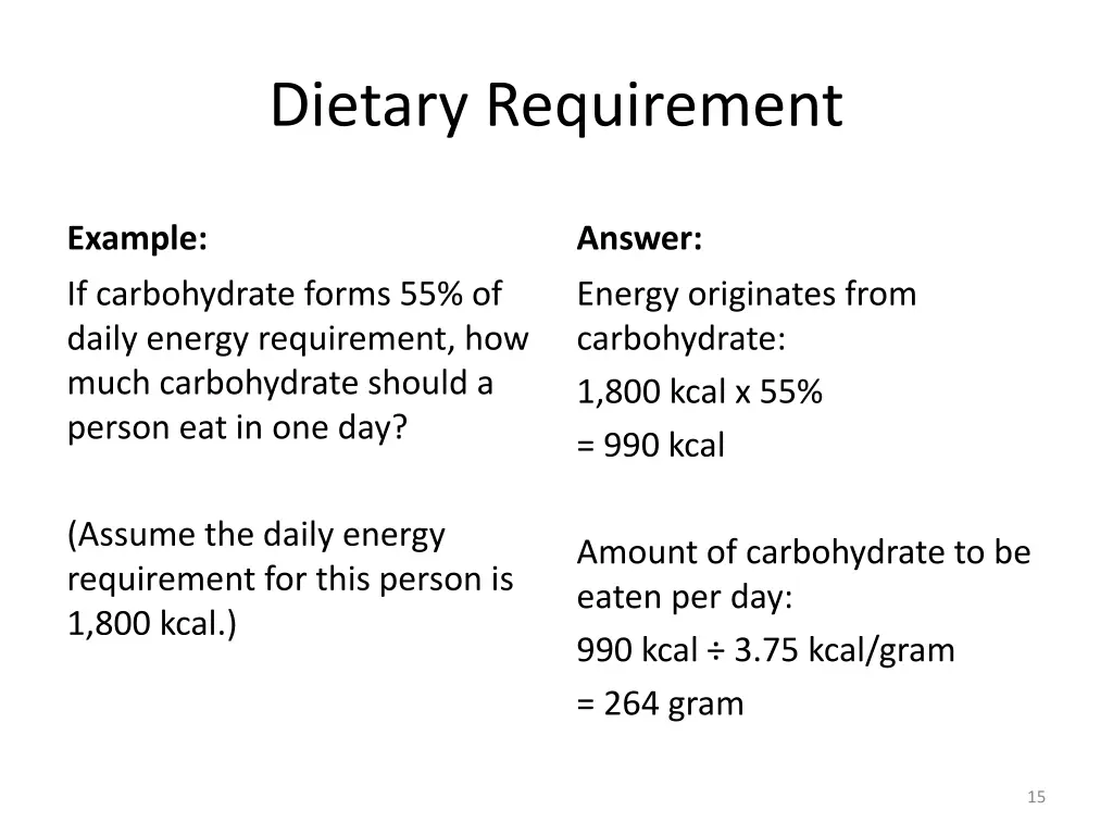 dietary requirement 2