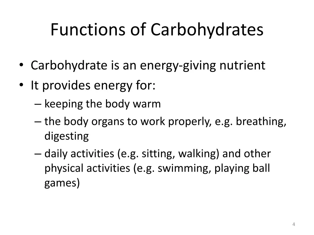 functions of carbohydrates