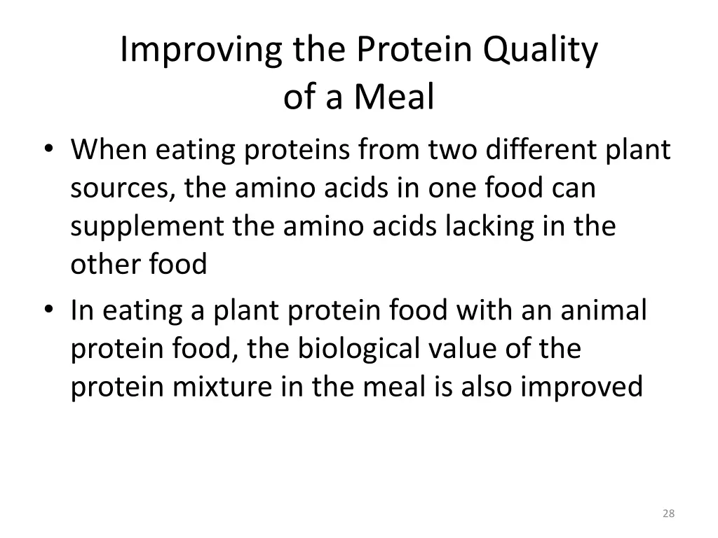 improving the protein quality of a meal when