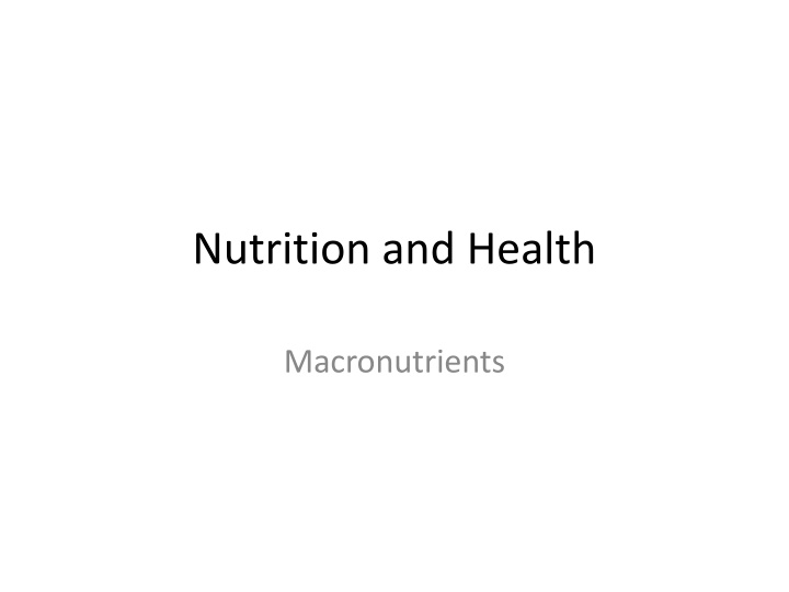 nutrition and health