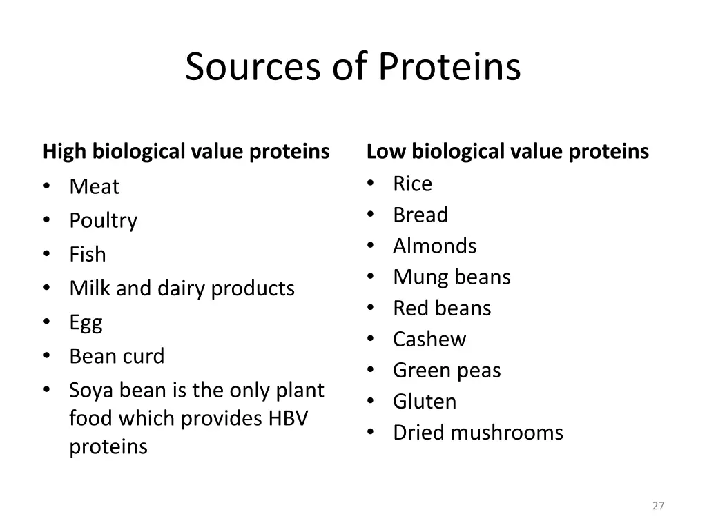 sources of proteins