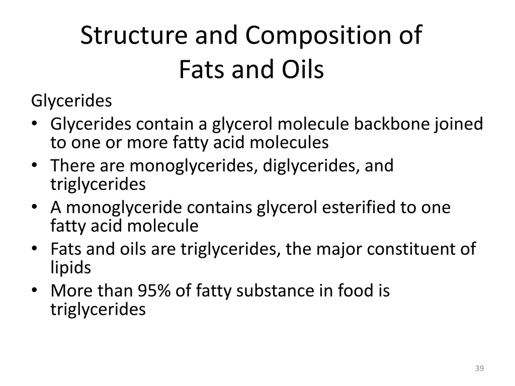 structure and composition of fats and oils