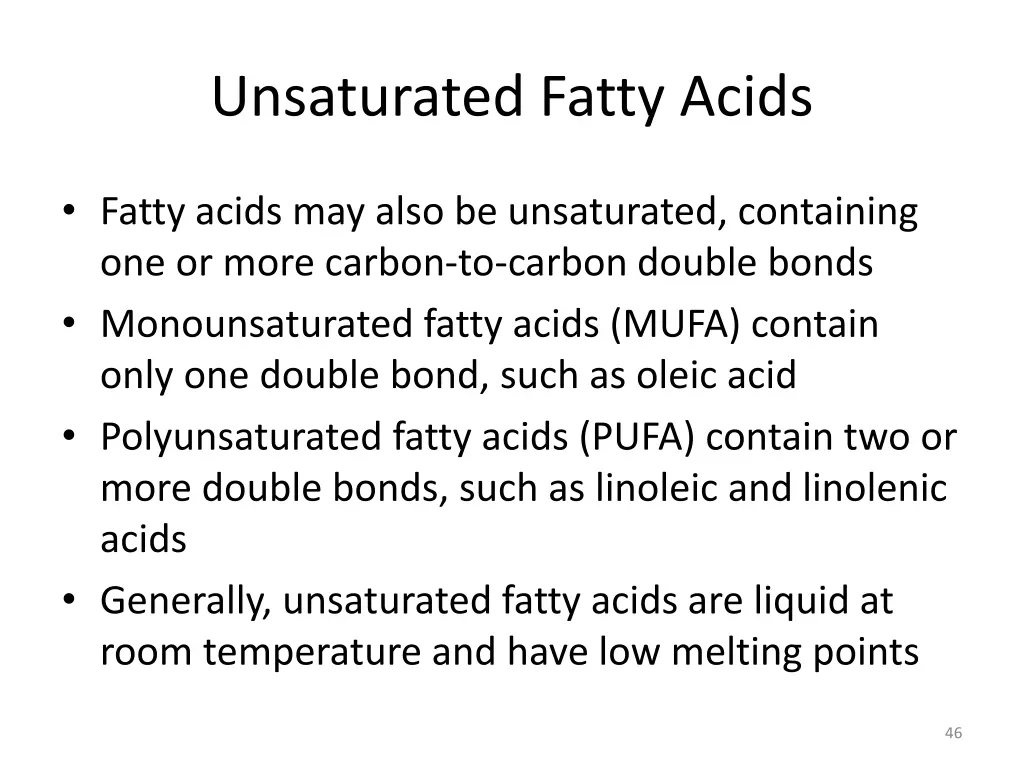 unsaturated fatty acids