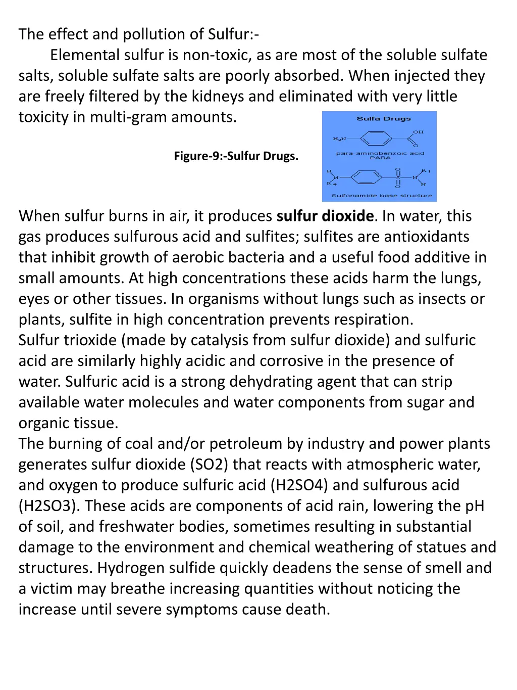 the effect and pollution of sulfur elemental